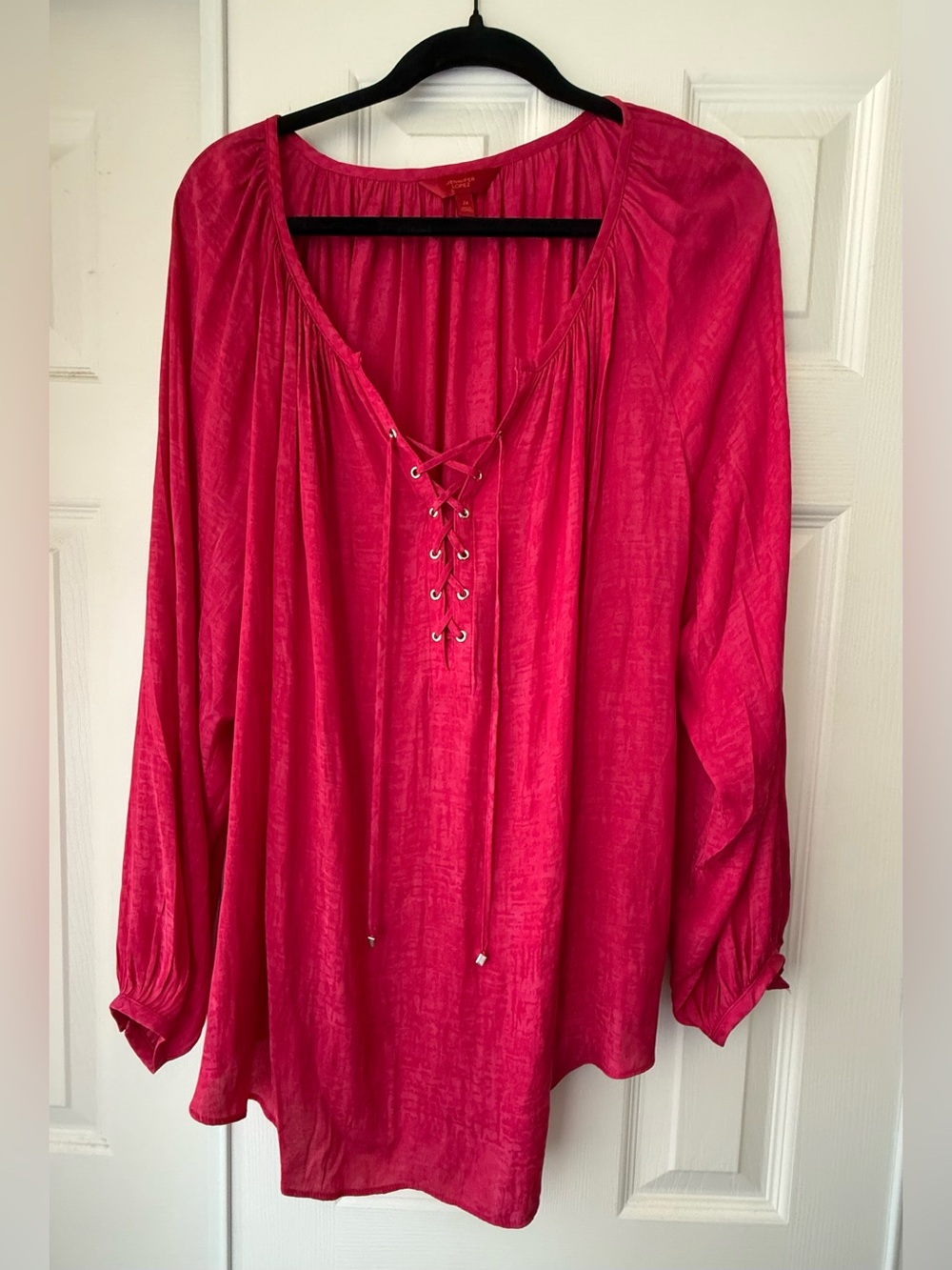 J-Lo Women’s Peasant Blouse in Bright Pink